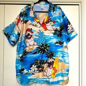 Garment one Pug Hawaiian Shirt Men’s 3XL Novelty Fun colorful vacation BBQ Party